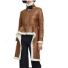 Wish Ins Hot Selling Shearing Sheep Fur Lining Wool Jacket Brown Overcoat Double Face Sheepskin Womens Coat