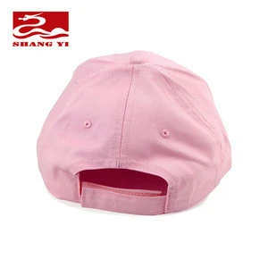 Yiwu factory cheap womes six panel free logo design blank pink cap