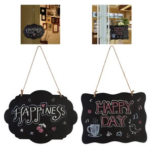 Ywbeyond 2020 Double-Sided Wooden Erasable Chalkboard Signs Message Board With Hanging String DIY Decoration Message Board Sign