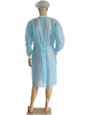 Surgical gown Unisex Disposable Labcoat Hook and Loop Fastener, Collar, Elastic Wrists,Protective Visitor Coat
