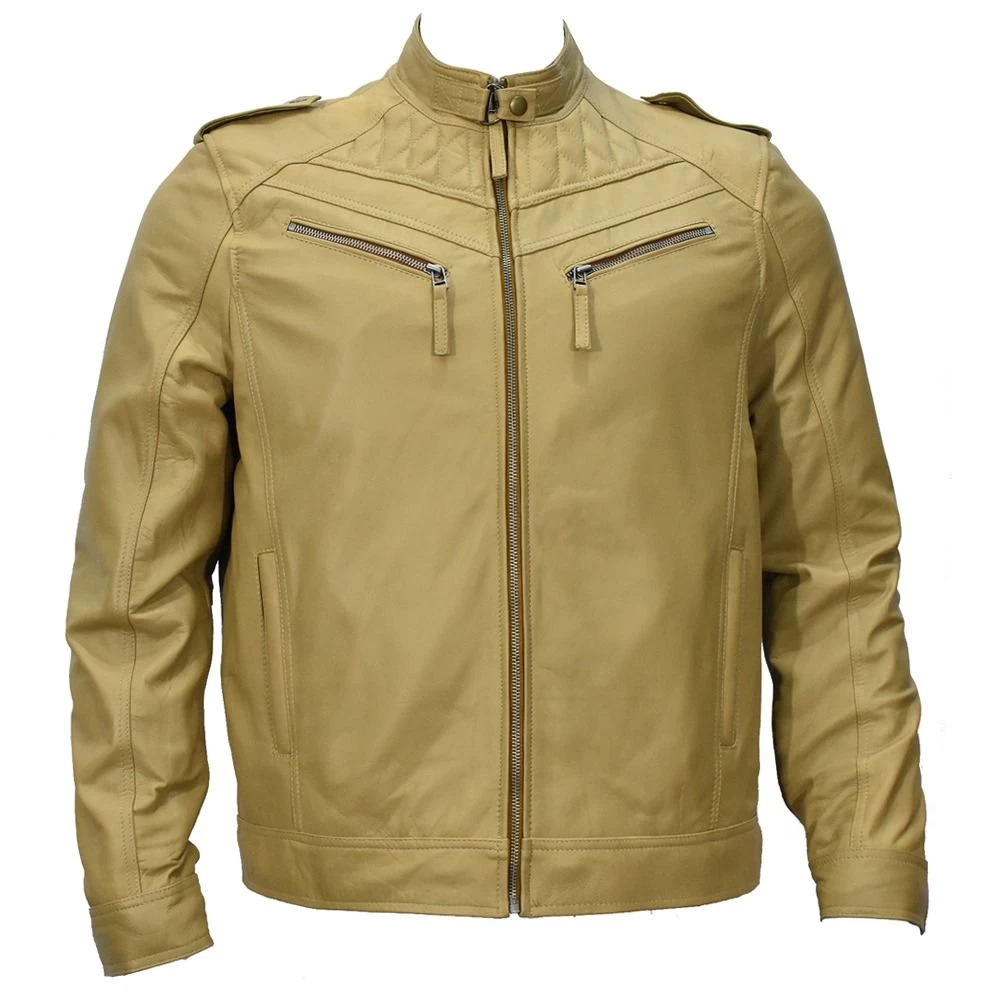 Buy Chouyatou Men's Vintage Stand Collar Pu Leather Jacket from MIXFIT
