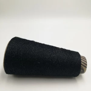 Black Ne32/2plies 20% metal fiber blended with 80% polyester twist with black Ne16 bamboo fiber spun yarn for touchscreen gloves-XTAA010