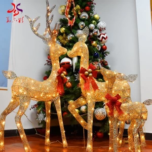 Waterproof Outdoor Lighting Decors LED Customized Christmas elk Reindeer Family Motif Lights