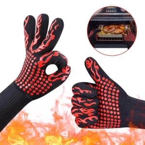 High temperature resistant 500 800 ℃ silicone gloves Fire resistant BBQ insulated oven aramid barbecue gloves