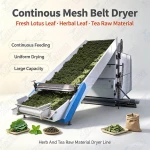 Continuous Mesh Belt Dryer Fresh Lotus Leaf Drying Machine Herbal Leaf Dehydrator Herb and Tea Raw Material Dryer Line