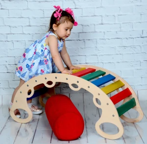 wooden Kid Toy Baby School Furniture Climbing Frame Ladder Wooden Balance Board