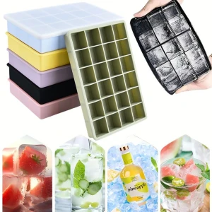 Silicone Ice Cube Molds for Chilled Drinks, Baby Food Ice Cube Tray with Lid