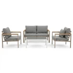 Outdoor Steel Loveseat Easy-Assembly 2-Seater Patio Sofa for Balcony, Garden & Backyard-cream