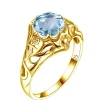 Genuine 925 Silver Rings for Women, Gemstone (24K Gold Plated 2ct Aquamarine)