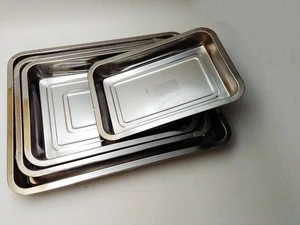 0.9mm thickness Stainless steel 2cm depth Stainless Steel square Tray meat tray serving tray
