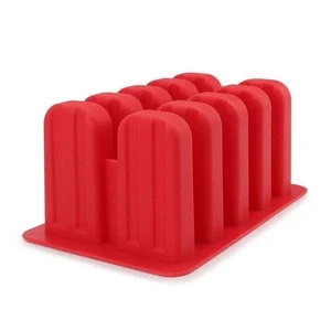 10-Cacity Ice Pop Makers Food Grade Silicone Popsicle Mold Ice Cream Tray Summer Cool IceMold With 50 pcs Popsicle stickers