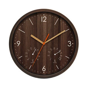 10 inch wooden color clock  home decor and gift Temperature and humidity plastic wall clock