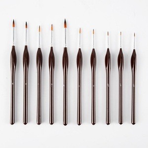 10 Piece Nylon Hair Long Handle Oil/Acrylic/Watercolor Brush Set for Detailing