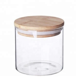 100ml Borosilicate Glass Airtight Canister Storage Jar Bamboo Lid Jar Candy glass Jar