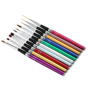 10Pcs Nail Art Brush Design Polish UV Gel Painting Brush Draw Alloy Pen Tool Set Kit Cosmetic