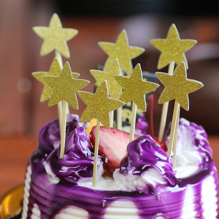 10PCS/Set Star Wedding Cupcake Topper Cake Insert Card Paper Decoration Party Supplies