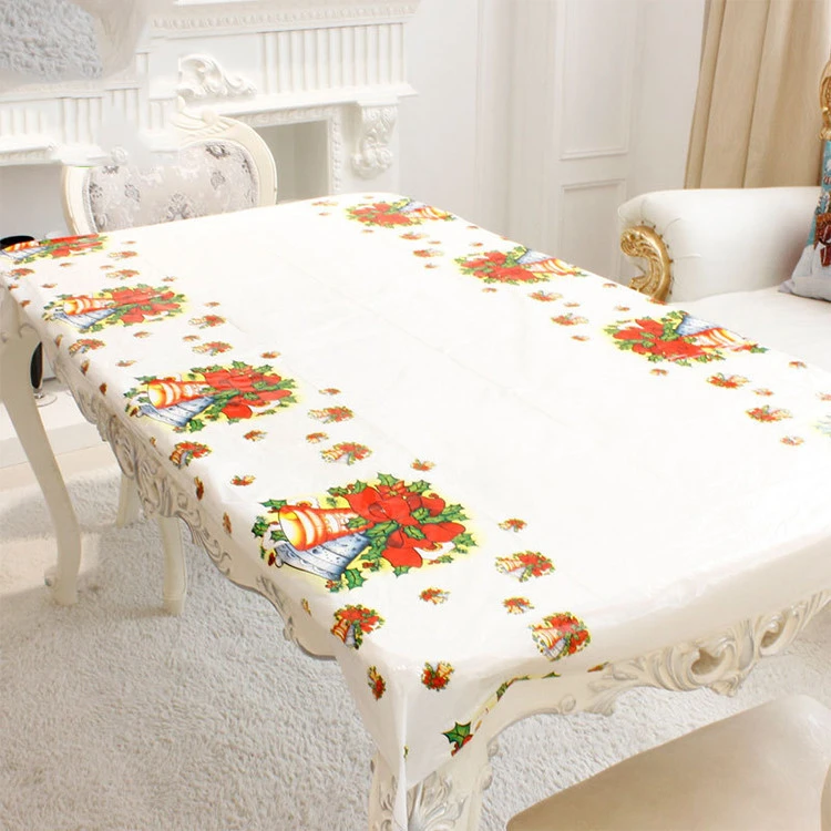 110*180 cm Merry Christmas Rectangular Printed PVC Cartoon Tablecloth Manufacturer Bulk Supplier Dinner Table Decor Cover