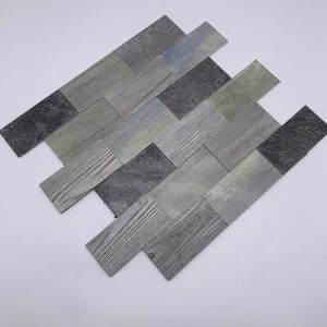12 in. x 12 in. Faux Wood Brown PVC self Adhesive mosaic tile mix inkjet glass peel and stick Mosaic Tile