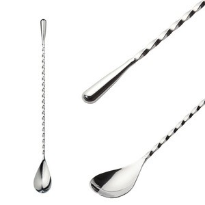 12 Inches Stainless Steel Mixing Spoon, Spiral Pattern Bar Cocktail Shaker Spoon