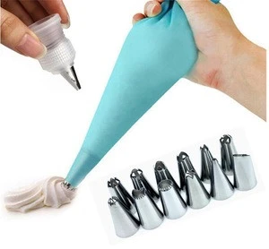 14 Pcs/Set Silicone Icing Piping Cream Pastry Bag +12PCS Stainless Steel Nozzle Pastry Tips Converter DIY Cake Decorating Tools