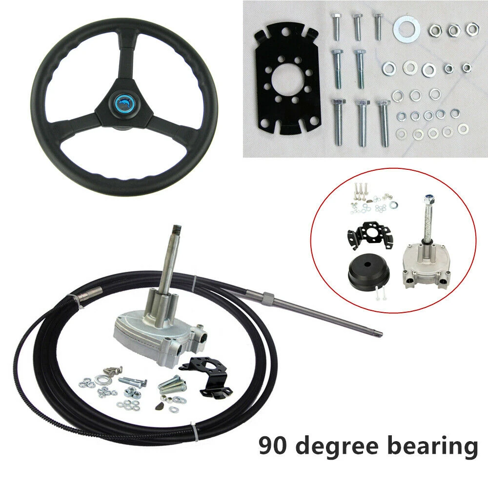 14FT Planetary Gear Outboard Marine Steering System W/Steering Cable Wheel Kit