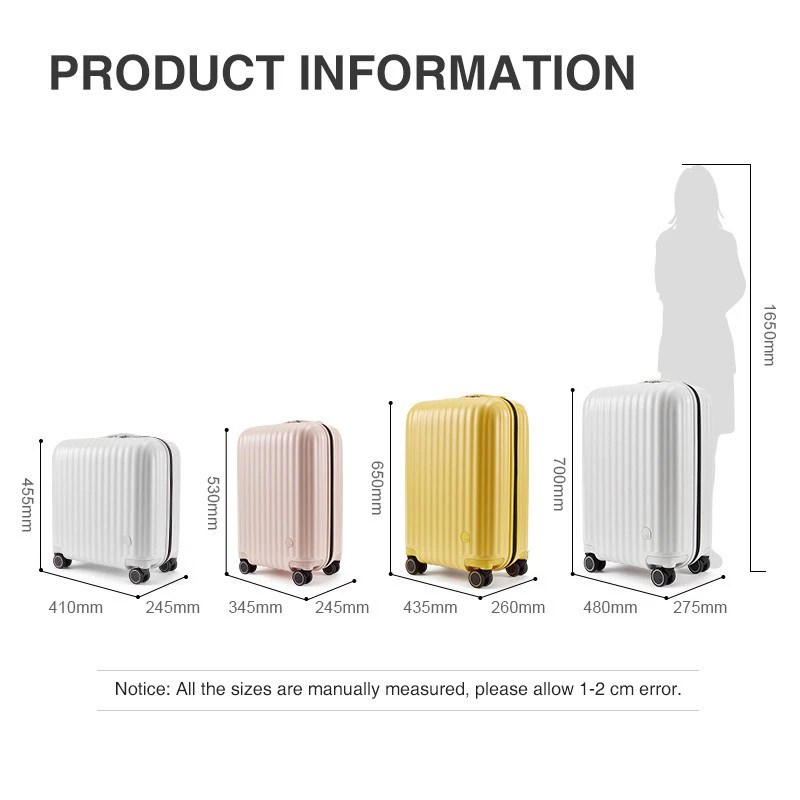 18/20/24/26 Inches High Quality Luggage Case PC Women Luggage Suitcase Travel Rolling Fashion Trolley Case