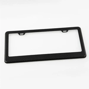 2 Hole Glossy Carbon Fiber Auto Car Front Rear License Plate Frame Holder