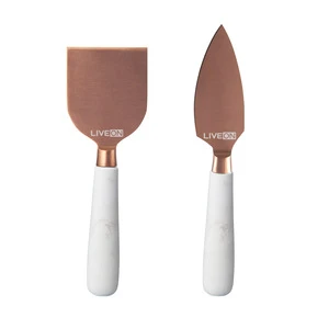 2 pcs Marble Handle Copper Cheese Knives Set