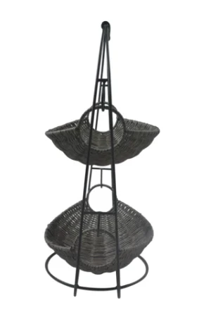 2 Tier Basket Holder Hanging Wick Storage Basket Fruit Bowl Basket