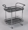 2-Tier Oval Tube X Shape   Glass Serving design trolley