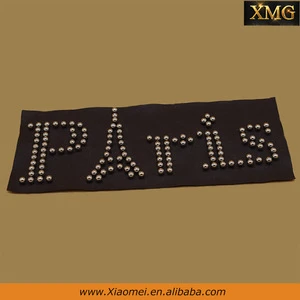 2018 new style letter PARIS Machine made beaded leather patch For costume
