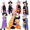 2020 Children Halloween Masquerade cloak masquerade costume cosplay witch cloak suit with hat Wizard Cloak Cape Fancy Pattern