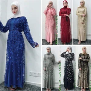 2020 fall fashion turkey modest muslim dresses wholesale abaya islamic clothing with scarf