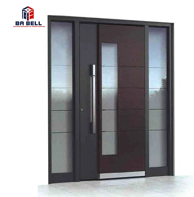 2020 new luxury entrance main door exterior villa steel with glass security  door entrance metal door foshan factory