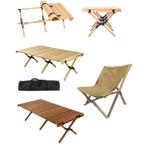 2021 Two Legs Wooden Foldable Camping Table Desmontavel Camping