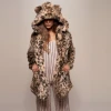 2021 women winter spot casual style long style lapel hooded faux fur coat jacket