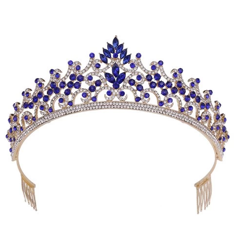 2022 New Metal Headband Crown with Comb Mermaid Tiara Weeding Pearls Rhinestone Bridal Tiara Crown