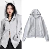 2023 autumn sweet cool little devil ears hoodie lazy big version loose women cardigan coat