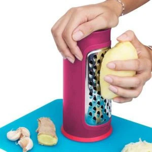 3 colors customized multi functional stainless steel fruit vegetable kitchen slicer grater with container