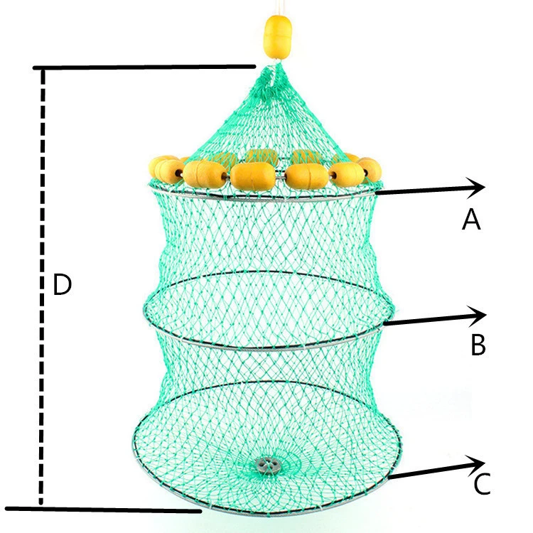 3 Layers Outdoor Portable Folding Shrimp Trap Knotless Fishing Net Bait Keep Fish Cage Equipment Fishing Accessories