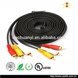 3 male RCA to 3 male RCA gold or nickel plated extension cable