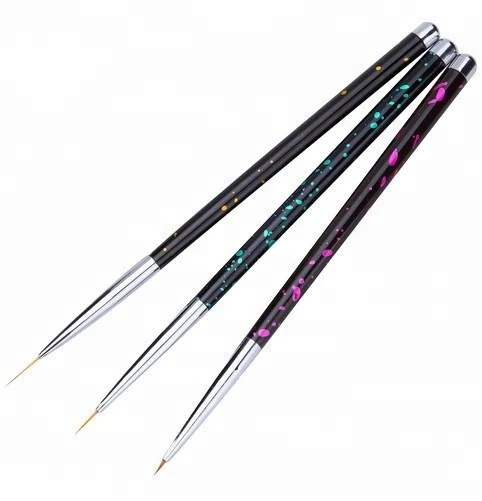 3 Pcs/Set Black Print Follwer Nail Pull Pen Nail Art Tools 3D Drawing Pen Nail Brush Set Striping Pen