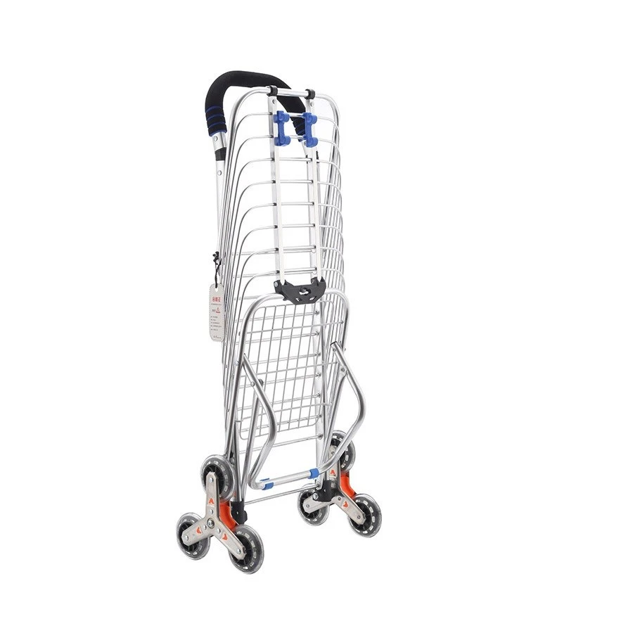 3 Wheels Aluminum Alloy Folding And Climbing Shopping Cart Portable Folding Shopper Trailer Home Crawling Cart
