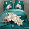 3D Fancy bed sheets 4pcs printed lily bed sheets fitted bed sheet