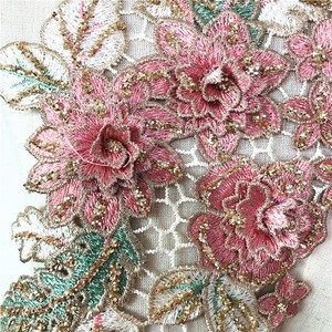3D Lace Flower Patch sew on  Applique Rose Patches for Wedding Dress Cloth for  Pair