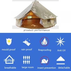 3M 4M 5M 6M 7M Oxford Canvas Cotton Waterproof Family Luxury Safari Yurt Glamping Fireproof Bell Tent