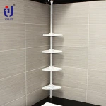 4 tier white plastic floating bathroom corner storage shelves