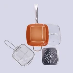 4pcs Square Nonstick Copper Pan Deep ceramic cookware sets Square non-stick cookware sets  Kitchen Cookware frying pan set
