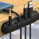 5 Slots Flexible Silicone Cable  Clip Winder Desktop Cable Organizer