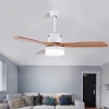 52 inch Solid Wood Blade Low Profile Indoor Remote Control Ceiling Fan With LED Light